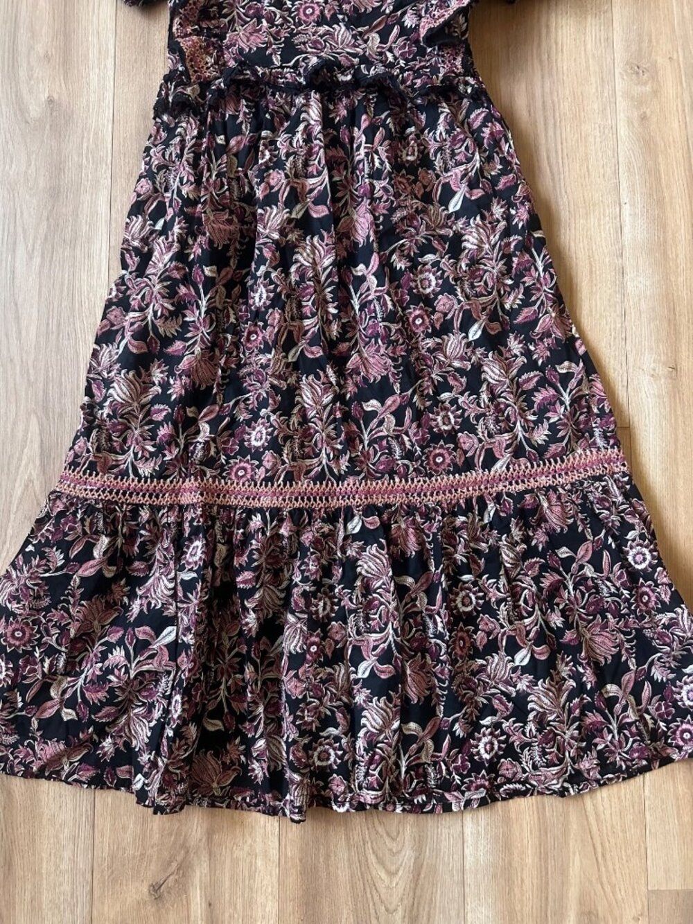 SFera Dainty Floral Midi Dress Womens Medium Embroidered Ruffles Feminine Modest - Picture 13 of 16
